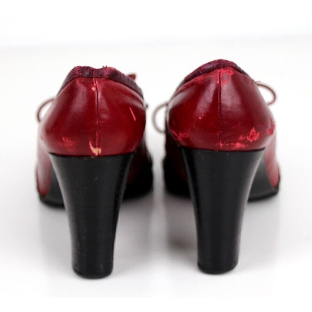 Christian Dior RED BURGUNDY GENUINE LEATHER MID HEEL ROUND TOE PUMP SHOES Size 9 - Picture 5 of 12